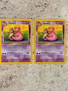 Mint Pokemon Slowbro Holographic Card Pair - Fossil Pack 43/62